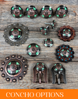 Antique Silver with Copper Flower Western Concho W190