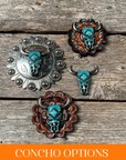Turquoise Steer Head Western Concho W202