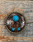 Copper Turquoise Blossom Western Concho W206