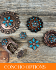 Copper Turquoise Flower Western Concho W207