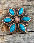 Copper Turquoise Flower Western Concho W207