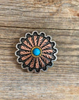 Antique Silver and Copper Floral Western Concho W220