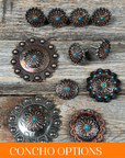 Antique Silver and Copper Floral Western Concho W220