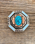 Octagon Turquoise Floral Western Concho W221