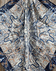 35X35" Blue, Cream and Tan Paisley Wild Rag / Scarf -W197B Slide WRC1002A