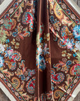 35X35" Brown and Cream Floral Wild Rag / Scarf WR1010