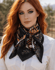 35X35" Black and Orange Floral Wild Rag / Scarf WR1012