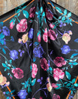 35X35" Black with Pink & Purple Roses Wild Rag / Scarf WR140