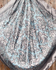 35X35" Grey & Turquoise Paisley Wild Rag / Scarf WR2144