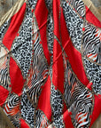 35X35" Red Animal Print Wild Rag / Scarf WR2298