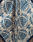 Cream And Blue Floral Wild Rag Scarf Square, Luxurious Polyester, Machine Washable