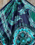 35X35" Blue and Green Waves Wild Rag / Scarf WR3357