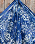 35X35" Blue Floral Paisley Wild Rag / Scarf WR3382
