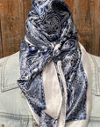 35X35" Blue & White Paisley Wild Rag / Scarf WR3403