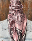 35X35" Pink & Grey Paisley Wild Rag / Scarf WR3409