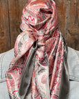 35X35" Pink & Grey Paisley Wild Rag / Scarf WR3416