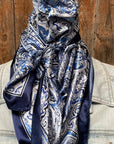35X35" Blue & White Paisley Wild Rag / Scarf WR3418
