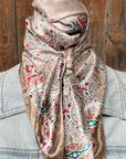 35X35" Tan Floral Wild Rag / Scarf WR3421