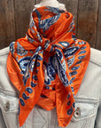 35X35" Orange and Blue Paisley Wild Rag / Scarf WR3439