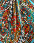 35X35" Aqua and Teal Paisley Wild Rag / Scarf WR914