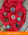 35X35" Solid Electric Red Wild Rag / Scarf WRS10 - Crystal Concho Wild Rag Slides - Assorted