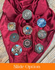35X35" Solid Burgundy Wild Rag / Scarf WRS14 - Western Concho Wild Rag Slides - Assorted
