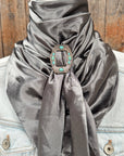 35X35" Solid Silver Wild Rag / Scarf WRS15 - Buckle Wild Rag Slides - Assorted