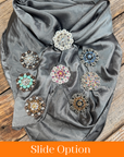 35X35" Solid Silver / Grey Wild Rag / Scarf WRS15 - Crystal Concho Wild Rag Slides - Assorted