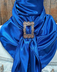 35X35" Solid Electric Blue Wild Rag / Scarf WRS17 - Buckle Wild Rag Slides - Assorted