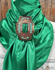35X35" Solid Green Wild Rag / Scarf WRS18 - Buckle Wild Rag Slides - Assorted