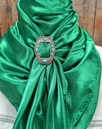 35X35" Solid Green Wild Rag / Scarf WRS18 - Buckle Wild Rag Slides - Assorted