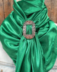 35X35" Solid Green Wild Rag / Scarf WRS18 - Buckle Wild Rag Slides - Assorted