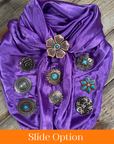 35X35" Solid Purple Wild Rag / Scarf WRS1 - Western Concho Wild Rag Slides - Assorted