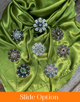 35X35" Solid Light Green Wild Rag / Scarf WRS22 - Crystal Concho Wild Rag Slides - Assorted