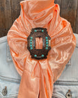 35X35" Solid Peach Wild Rag / Scarf WRS24 - Buckle Wild Rag Slides - Assorted