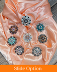 35X35" Solid Peach Wild Rag / Scarf WRS24 - Crystal Concho Wild Rag Slides - Assorted