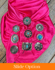 35X35" Solid Hot Pink Wild Rag / Scarf WRS25 - Western Concho Wild Rag Slides - Assorted