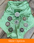 35X35" Solid Lime Wild Rag / Scarf WRS26 - Crystal Concho Wild Rag Slides - Assorted