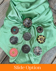 35X35" Solid Lime Wild Rag / Scarf WRS26 - Western Concho Wild Rag Slides - Assorted