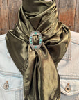35X35" Solid Olive Wild Rag / Scarf WRS28 - Buckle Wild Rag Slides - Assorted