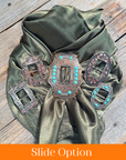 35X35" Solid Olive Wild Rag / Scarf WRS28 - Buckle Wild Rag Slides - Assorted
