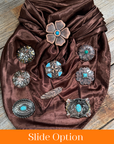 35X35" Solid Brown Wild Rag / Scarf WRS2 - Western Concho Wild Rag Slides - Assorted