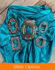 35X35" Solid Teal Wild Rag / Scarf WRS5 - Buckle Wild Rag Slides - Assorted