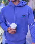 Embroidered Surfing Boar Hoodie Blue