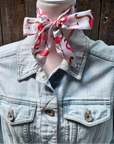 White and Pink Western Skinny Mini Wild Rag Scarf / Cowgirl Necktie