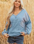 Madison Exposed Seam Waffle Baggy Pullover