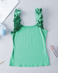 Solid Ruffle Straps Scoop Neck Tank Top