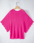 Pointelle Knit Scallop Edge Short Sleeve Top