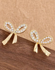 Winter Rhinestone Pearl Bow Earrings