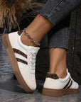 Lila Leather Patchwork Flat Sneakers